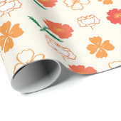 Papier Cadeau Pavots dorés (Coin rond)