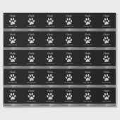 Papier Cadeau Paw Chien Argent sur arrière - plan noir (Plat)