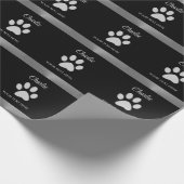 Papier Cadeau Paw Chien Argent sur arrière - plan noir (Coin)