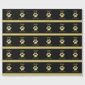 Papier Cadeau Paw chien brillant or sur arrière - plan noir (Plat)