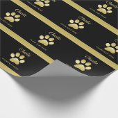 Papier Cadeau Paw chien brillant or sur arrière - plan noir (Coin)