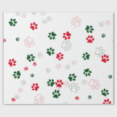 Papier Cadeau Paw chien rouge et vert (Plat)
