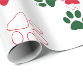 Papier Cadeau Paw chien rouge et vert (Coin rond)