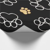 Papier Cadeau Paw habillé de noir blanc et d'or (Coin)