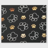 Papier Cadeau Paw habillé de noir blanc et d'or (Plat)