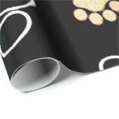 Papier Cadeau Paw habillé de noir blanc et d'or (Coin rond)