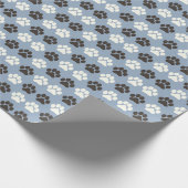 Papier Cadeau Paw Print Pattern Silver Blue (Coin)