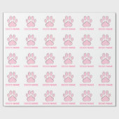 Papier Cadeau Pawprint de chien rose (Plat)