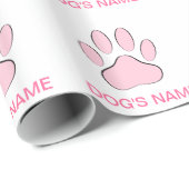 Papier Cadeau Pawprint de chien rose (Coin rond)