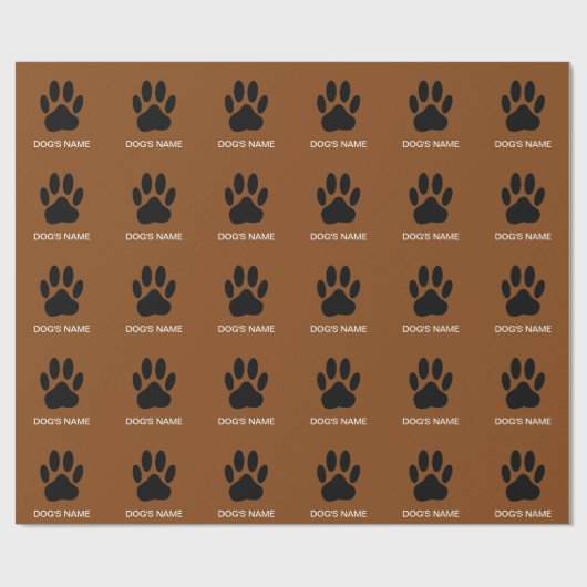 Papier Cadeau Pawprint de chien Version Brown et noire (Plat)