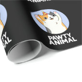 Papier Cadeau Pawty Animal Funny Party Chat Pun Dark BG (Coin rond)
