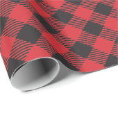 Papier Cadeau Pays Chic Rouge Noir Buffle Plaid (Coin rond)