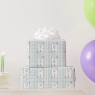 Papier Cadeau Pays En vichy Blue Jean Baby shower Bienvenue