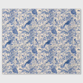 Papier Cadeau Pays Français Jardin Toile de Jouy Bleu (Plat)