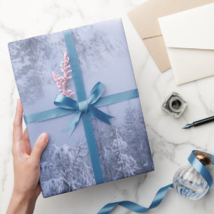 Papier Cadeau Pays merveilleux d'hiver, brouillard, forêt d'épin