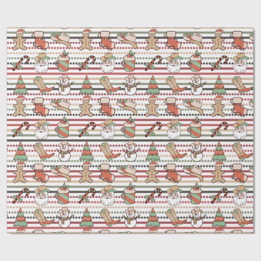 Papier Cadeau Pays mignon Western Cowboy Stripes Dot Christmas (Plat)