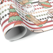 Papier Cadeau Pays mignon Western Cowboy Stripes Dot Christmas (Coin rond)