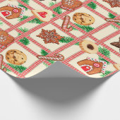 Papier Cadeau Pays Noël En vichy & Cookies Enveloppement Papier (Coin)