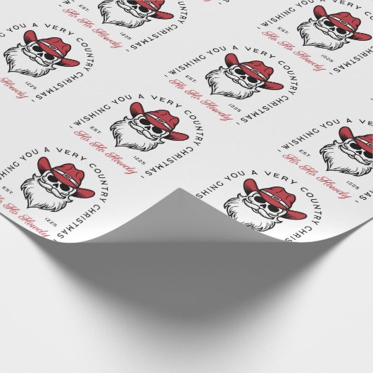 Papier Cadeau Pays Noël Howdy Père Noël voeux de cowboy (Coin)