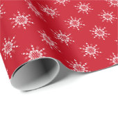 Papier Cadeau Pays Noël rouge blanc blanc mignon motif flocon de (Coin rond)