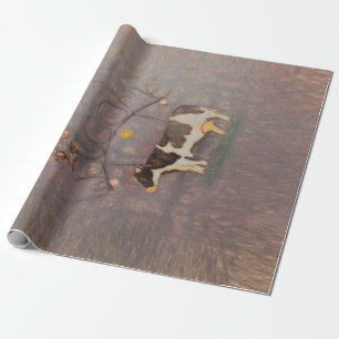 Papier Cadeau Pays Russe de la vache Ferme Occidentale Pink Deco