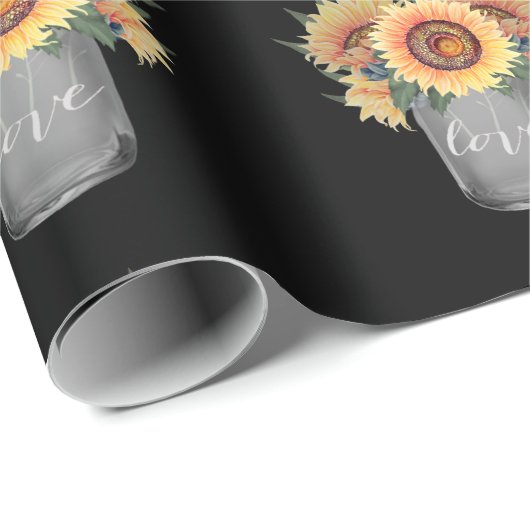 Papier Cadeau Pays Russe Mason Jar Mariage de tournesol (Coin rond)