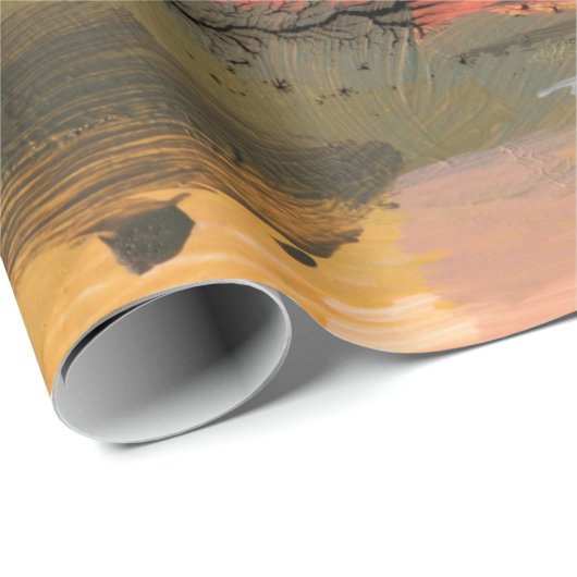 Papier Cadeau Paysage Abstrait. Beau artiste. Peinture à la main (Coin rond)