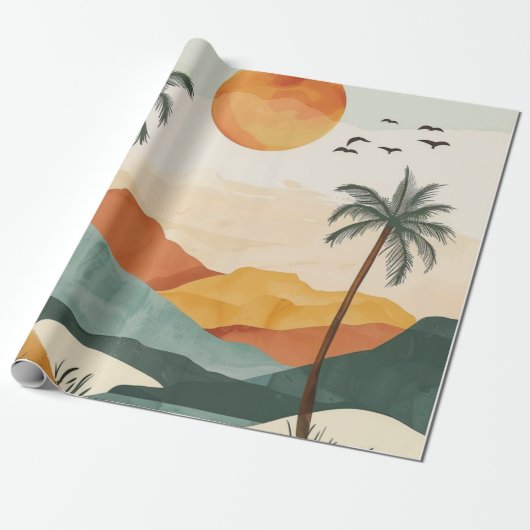 Papier Cadeau Paysage Abstrait de Boho (16) (Déroulé)