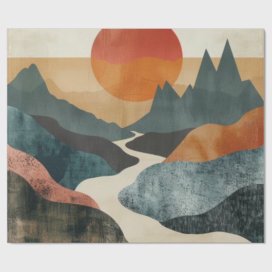 Papier Cadeau Paysage Abstrait de Boho (5) (Plat)