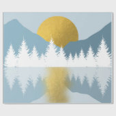 Papier Cadeau Paysage Abstrait Soleil d'hiver d'or (Plat)