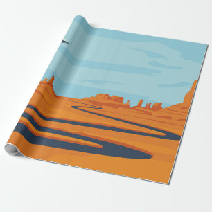 Papier Cadeau  paysage avec vallée déserte, montagnes, sombre w