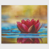 Papier Cadeau Paysage de fleurs de Lotus rouges, Zen (Plat)