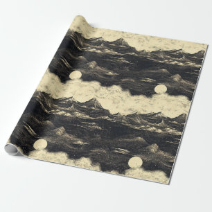 Papier Cadeau Paysage de Montagne Vintage avec Nuages (5)