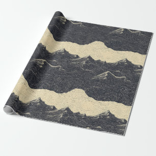 Papier Cadeau Paysage de Montagne Vintage avec Nuages (6)