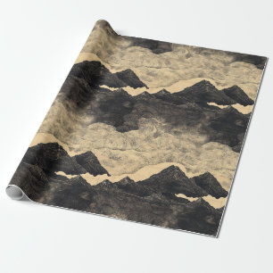 Papier Cadeau Paysage de montagnes vintage avec nuages (2)