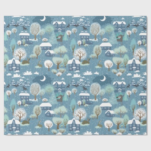 Papier Cadeau Paysage de Noël (Plat)