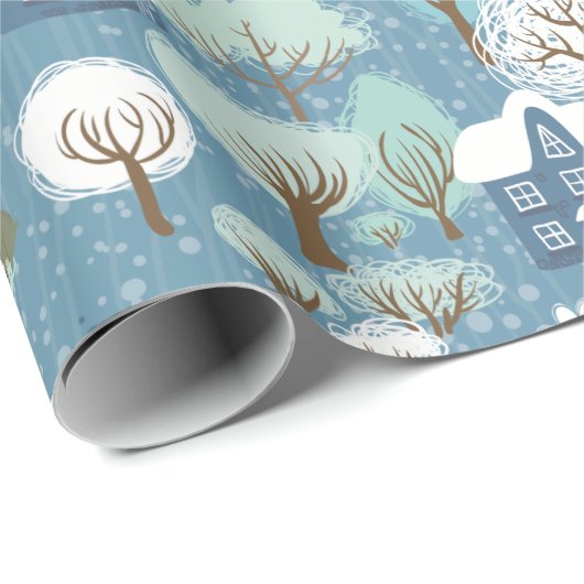 Papier Cadeau Paysage de Noël (Coin rond)