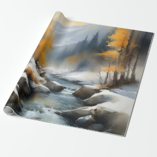 Papier Cadeau Paysage de rivière d'hiver serein