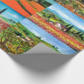 PAPIER CADEAU PAYSAGE DE TOSCANE DÉSOLLEURS, POPIES, CHAMPS DE F (Coin)