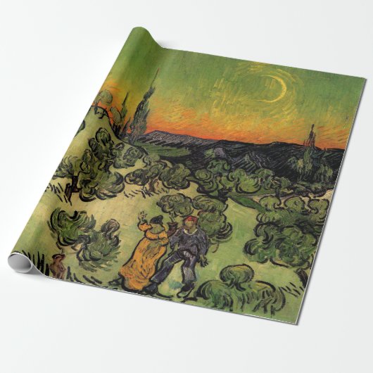 Papier Cadeau Paysage de Vincent Van Gogh Moonlit (Déroulé)