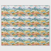 Papier Cadeau Paysage des montagnes et des arbres (Plat)