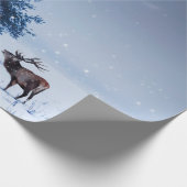 Papier Cadeau Paysage d'hiver de couleur bleue. Arbre solitaire  (Coin)