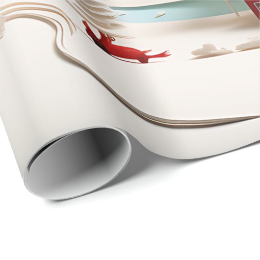 Papier Cadeau Paysage d'hiver scandinave en 3D (Coin rond)