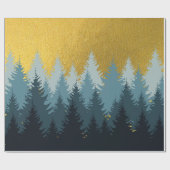 Papier Cadeau Paysage d'or des arbres forestiers (Plat)