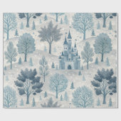 Papier Cadeau Paysage du château d'hiver en bleu et gris (Plat)