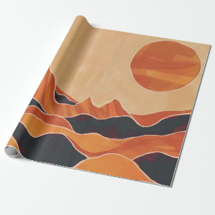 Papier Cadeau Paysage du désert Abstrait Boho avec minimaliste s