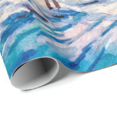 Papier Cadeau Paysage hivernal enneigé. Maison de campagne. Noël (Coin rond)