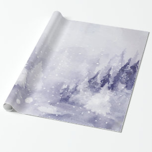 Papier Cadeau Paysage hivernal violet neige
