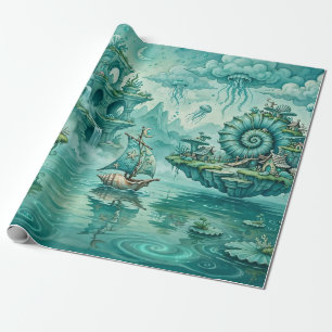 Papier Cadeau Paysage Marin Rêveur Surréaliste Fantastique en Ve