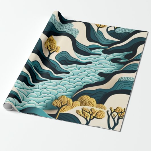 Papier Cadeau Paysage Moderne (Déroulé)